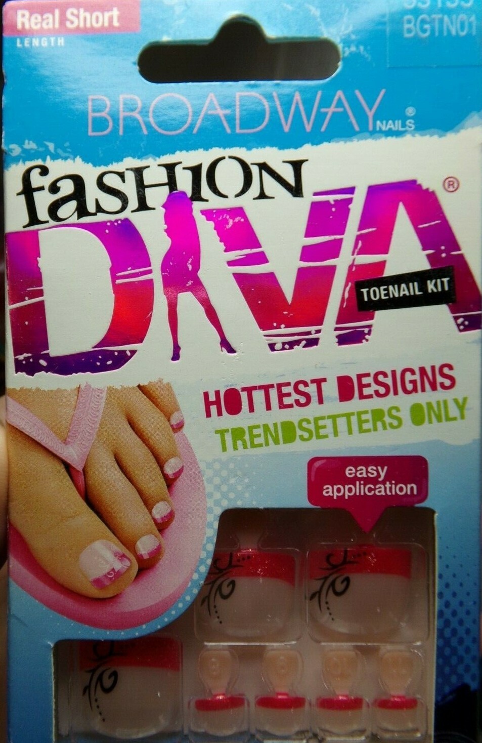 Broadway for Kiss Glue-On TOENAILS Mambo Melon RED FRENCH