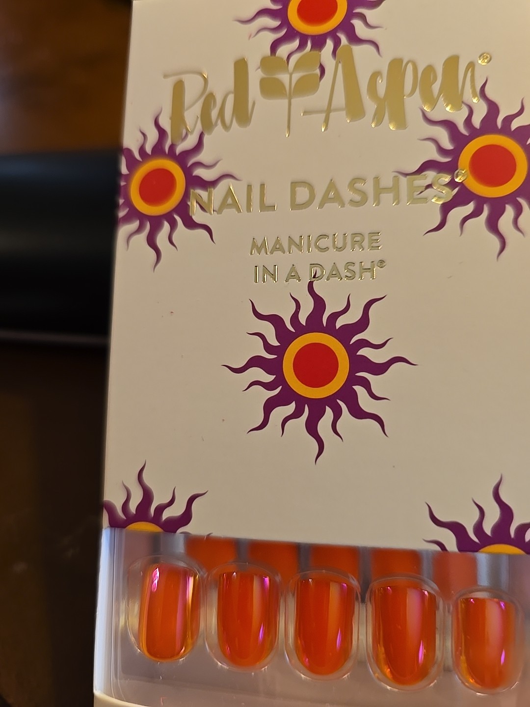 Red Aspen Press On Nails~Dangerously Hot, Dovie~ Nail Dashes~ Orange~ ~ Short