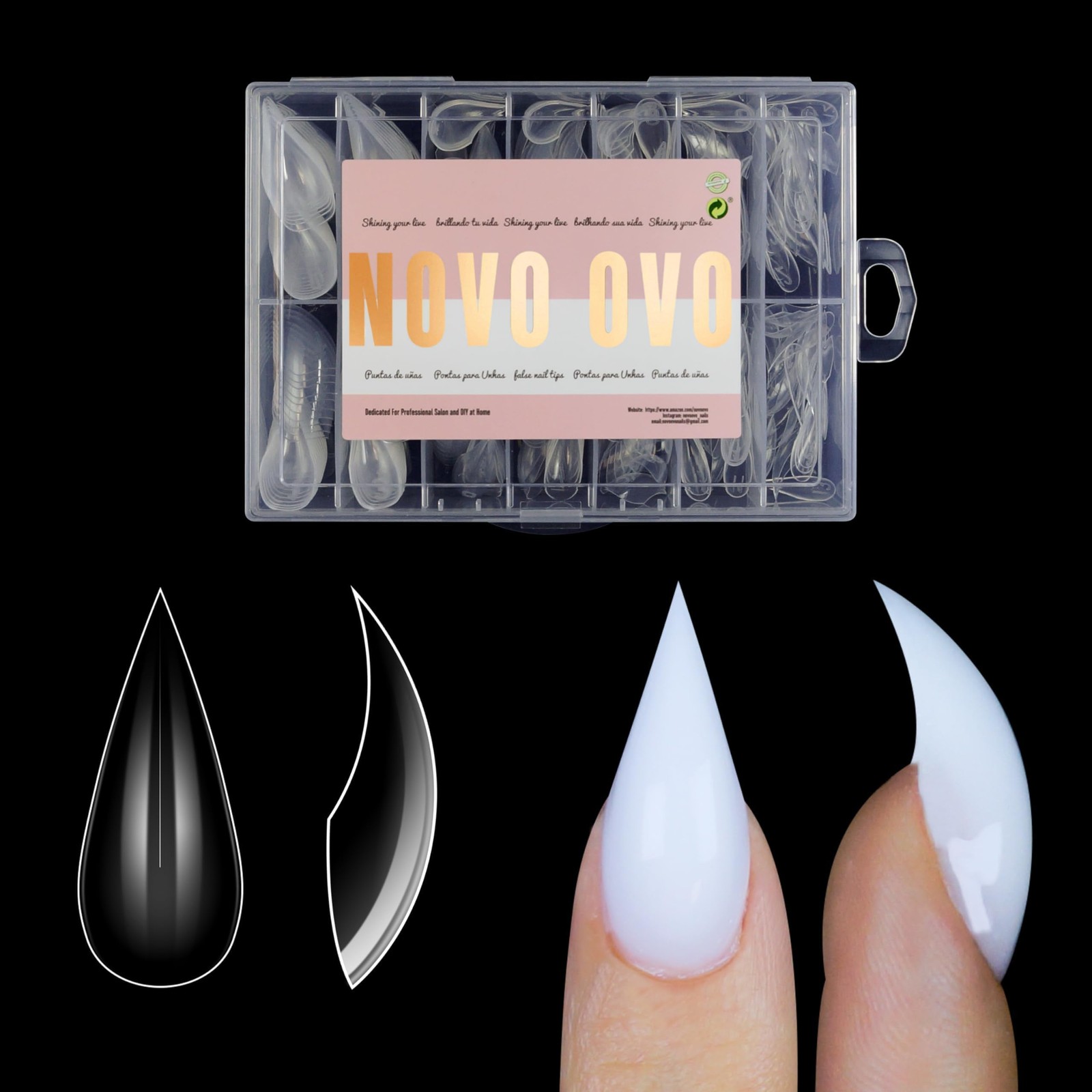 NOVO OVO Halloween Cat Short, Curved Stiletto Short 3D nail dual form 280