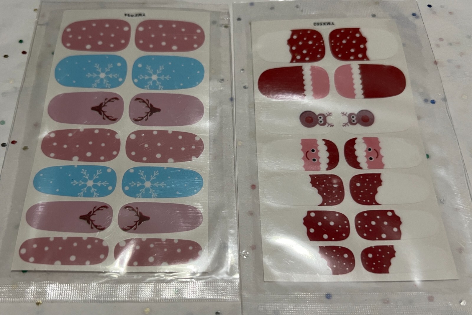 2 SETS – Unbranded Nail Wraps Stickers Mani-pedicure Self Stick – Santa, Winter