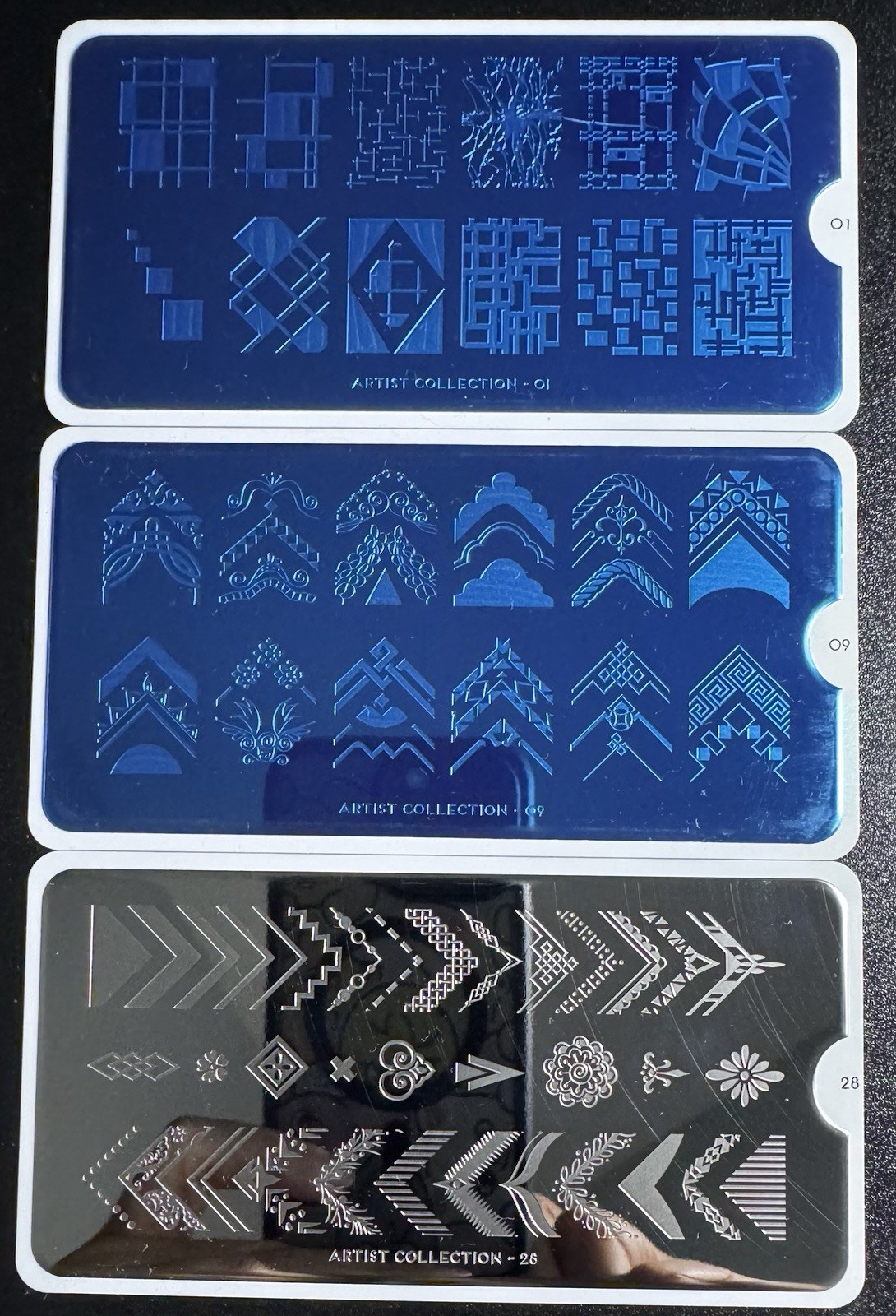 HTF MoYou Artist Collection 01 09 28 Geometric Metal Nail Stamping Plates Set