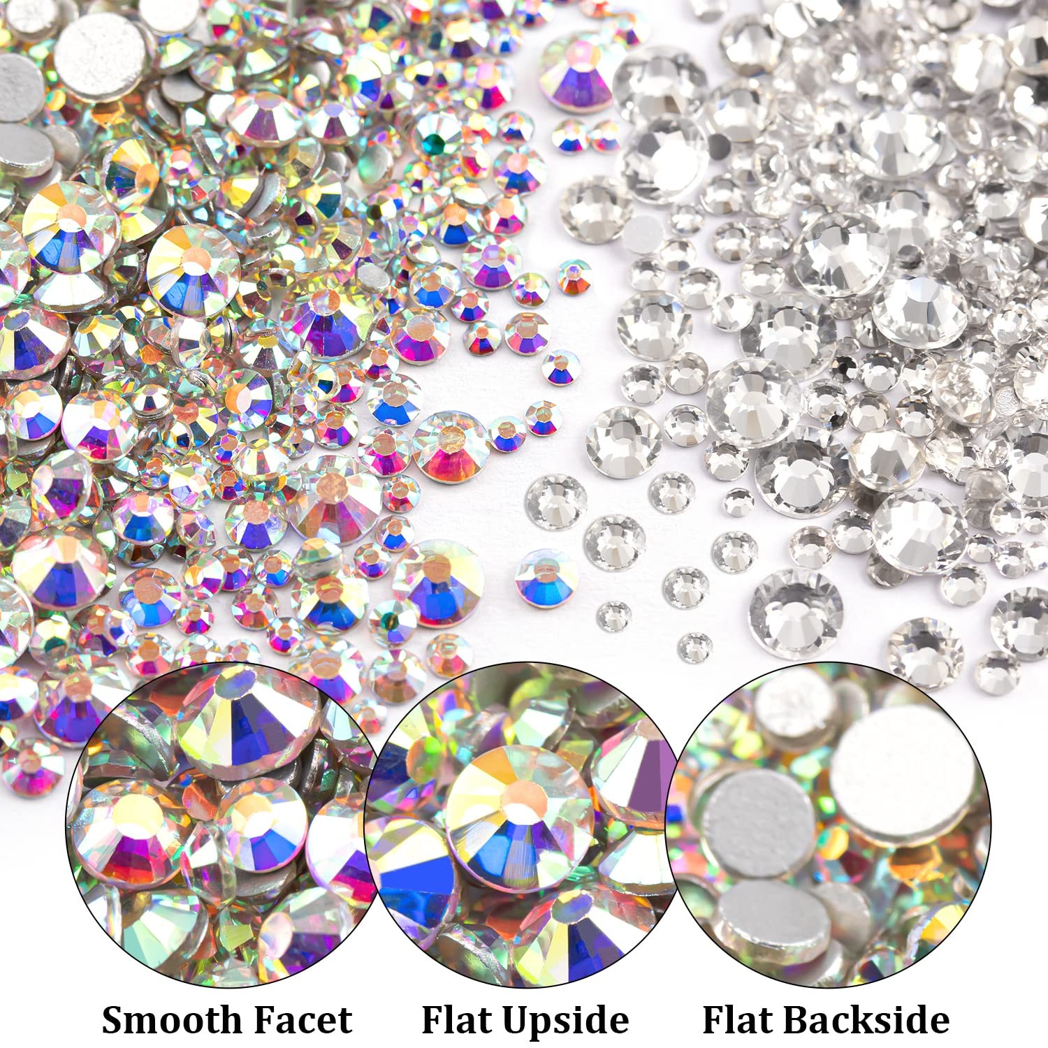 Two Packs of Flatback Rhinestones 4520 Pcs Crystal, Colorful Rhinestones for …