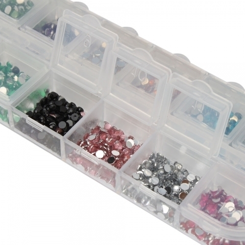 New 12 Colors 3000 Pcs Rhinestones Round 2.0mm for Nail Art or DIY