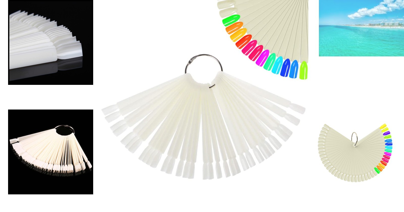 Durable 50-Packs Nail Art Practice Swatch Sticks with Split Ring for Display