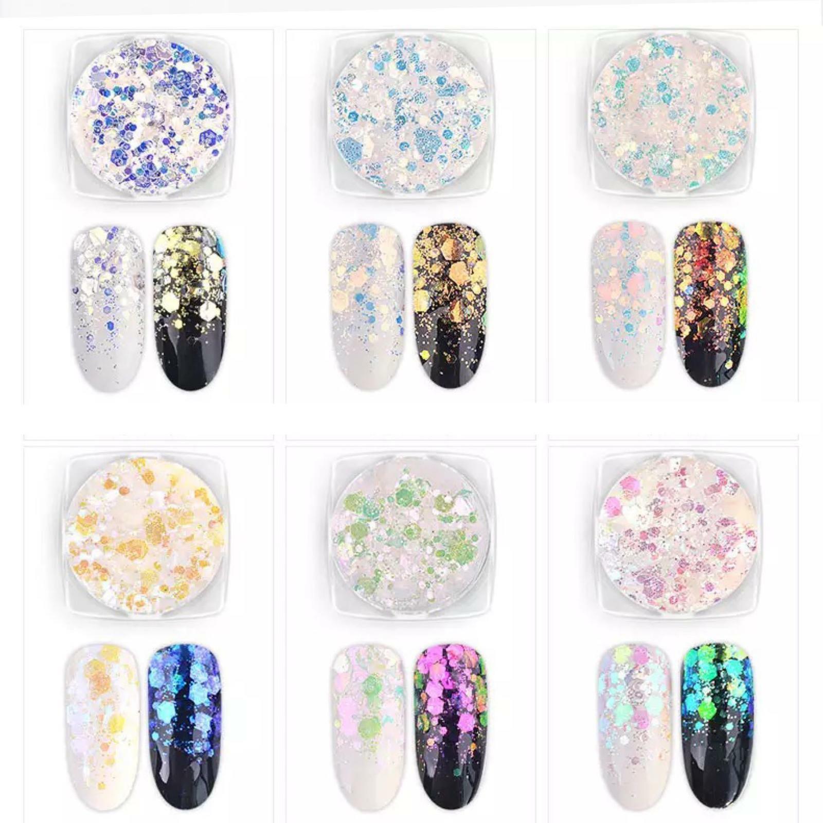 CHUNKY GLITTER MIX Nail Art Sequins Fairy Mermaid Powder Effect Paillette UK