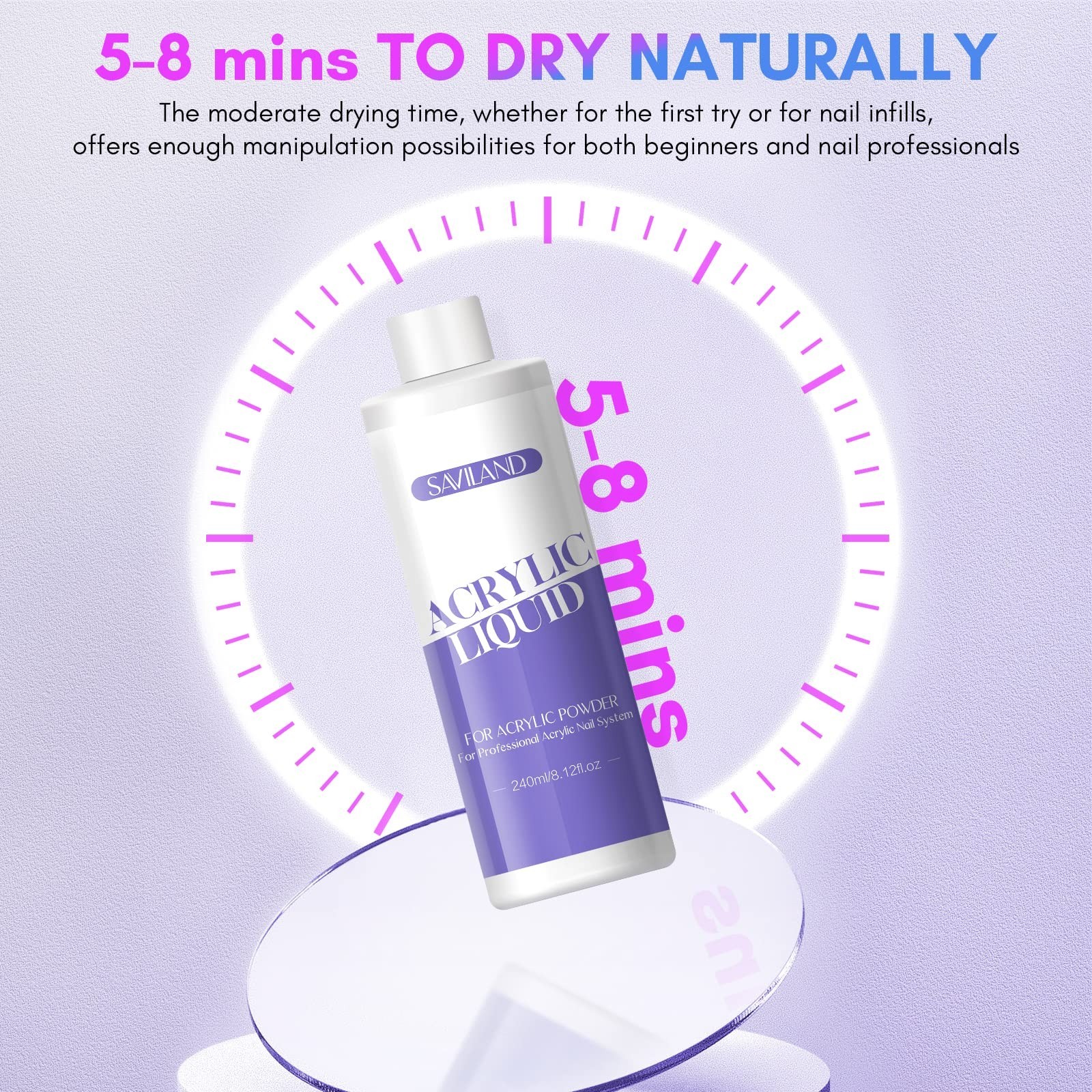 Acrylic Nail Liquid Monomer 8.11oz | Non-Yellowing, Smooth, Chip Resistant | 3 B