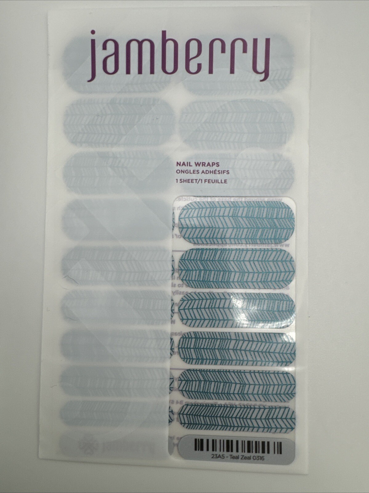 Jamberry Nail Wraps Teal Zeal Full Sheet (blue Chevron/matte)