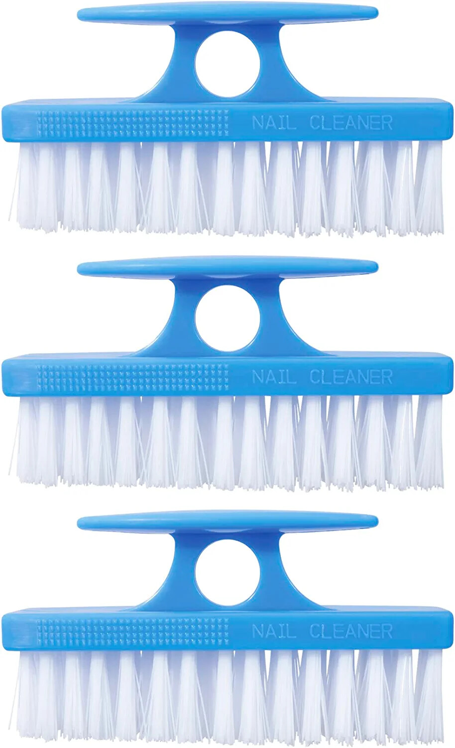 Superio Nail Brush Set 3 Pack Cleaner with Handle Durable Brush Scrubber – Blue