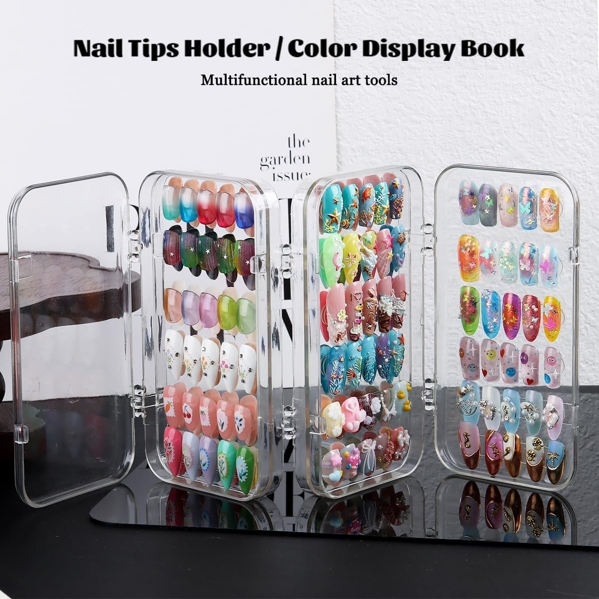 Press On Nail Organizer Case, Clear Press On Nail Storage Box | Tri-Fold Acry…