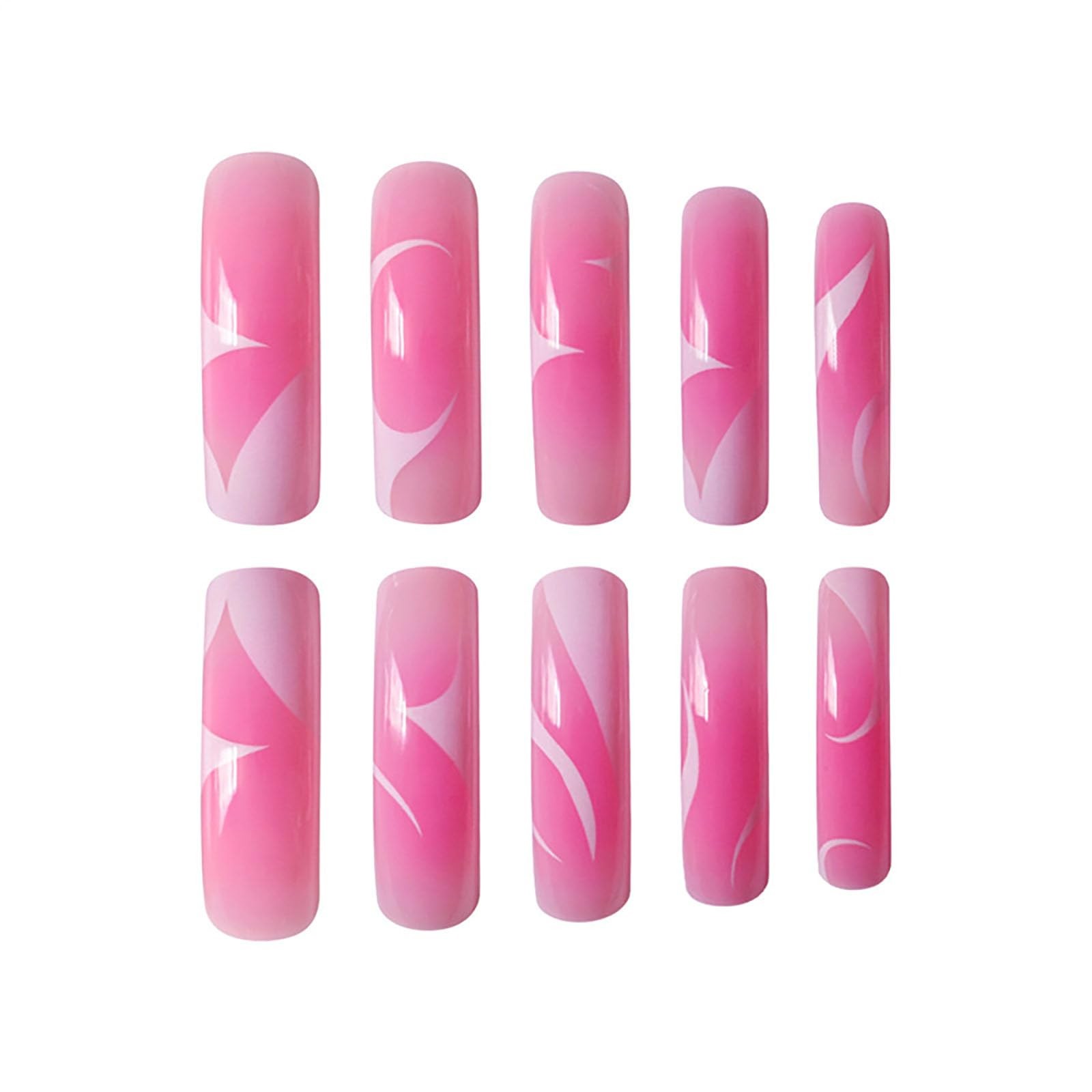 RUOKEXIN Long Press on Nails Pink Ombre General,20, Curved Style-C8C26