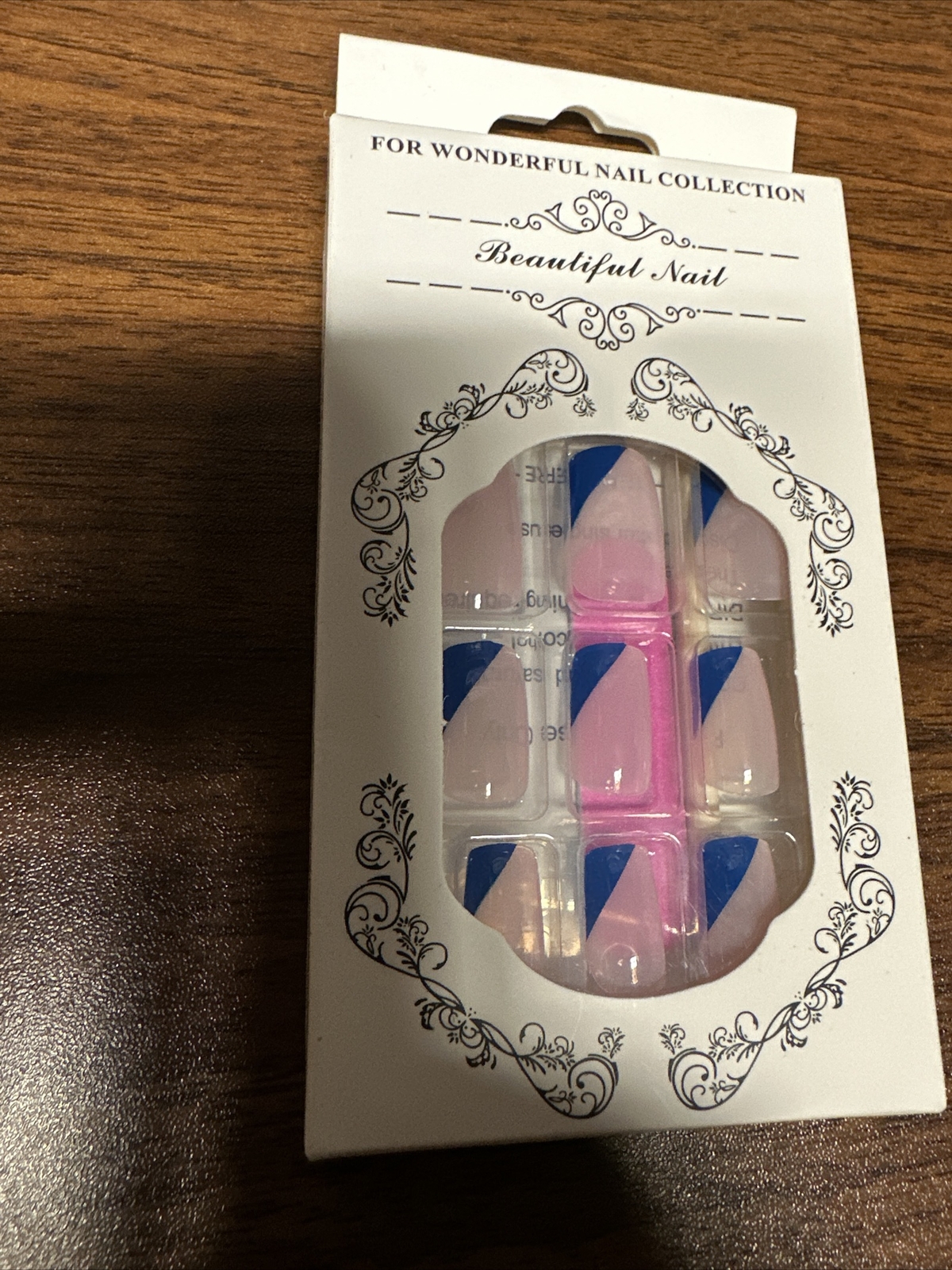 Beautiful Nail for Wonderful Nail Collection in pink 12 piece blue swirl