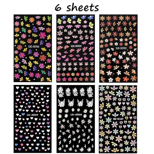 Colorful Flower Nail Stickers Decals for Women Nail Art | 5D Colorful-01