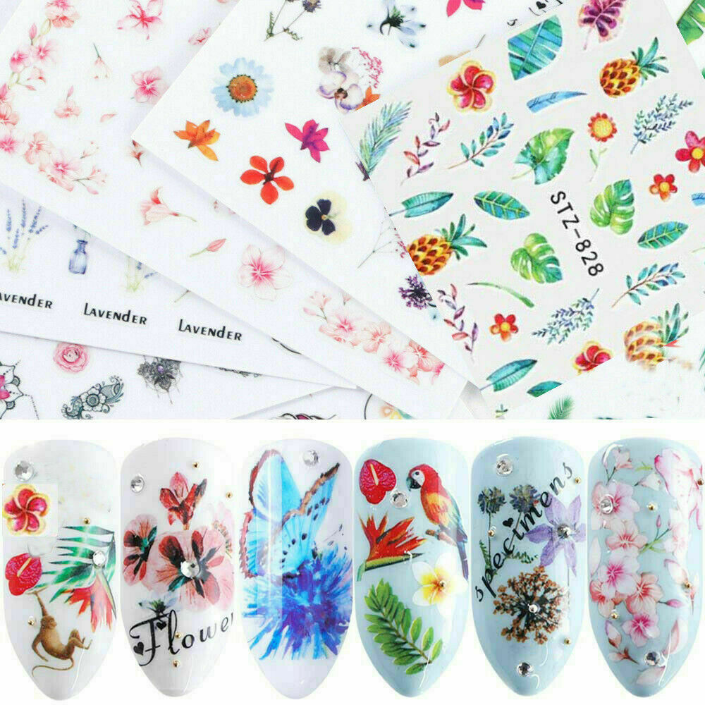 Nail Art Water Stickers Slider Transfer Decal Flower Plant Flamingo DIY NS10