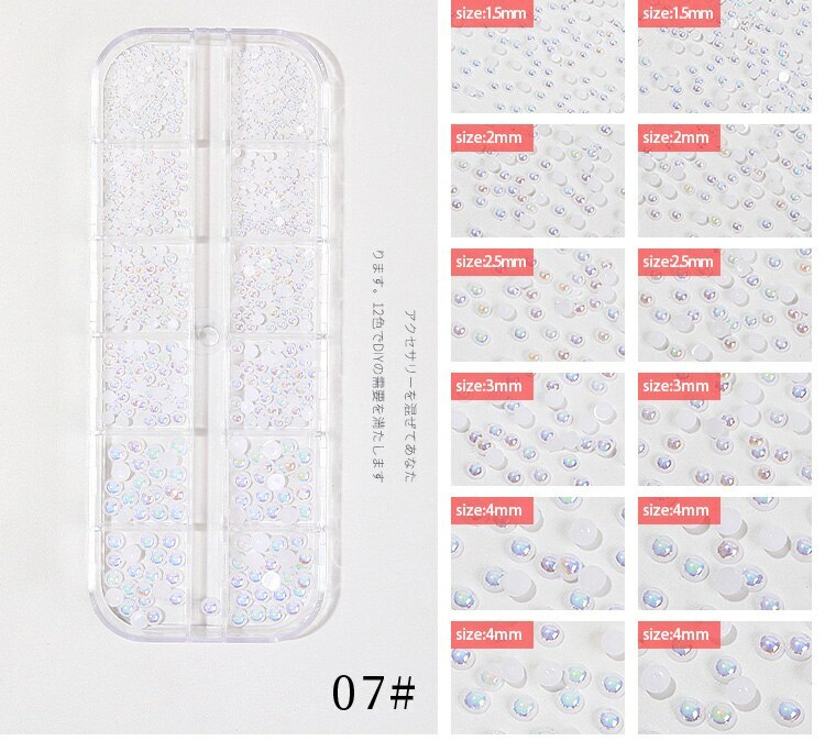 Mixed Size Colors Glass Flat Rhinestones Crystal Strass Nail Art Decoration