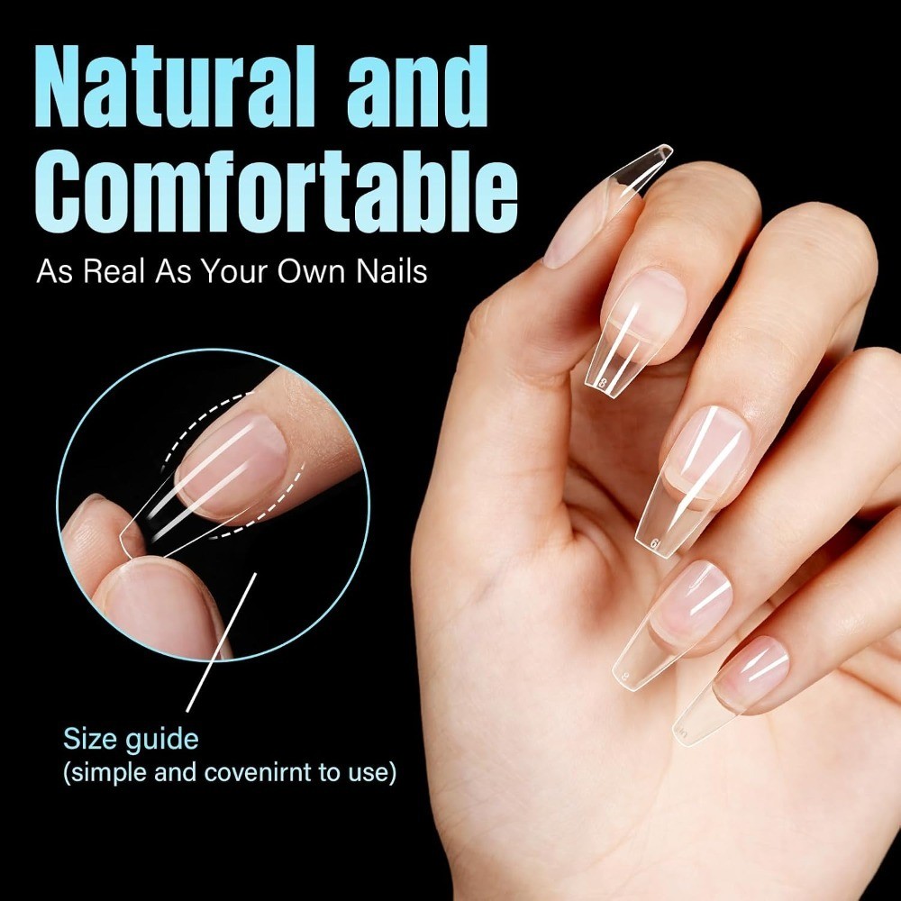 240Pcs Medium Coffin Acrylic Nail Tips, Half Matte Half Glossy, 12 Sizes False
