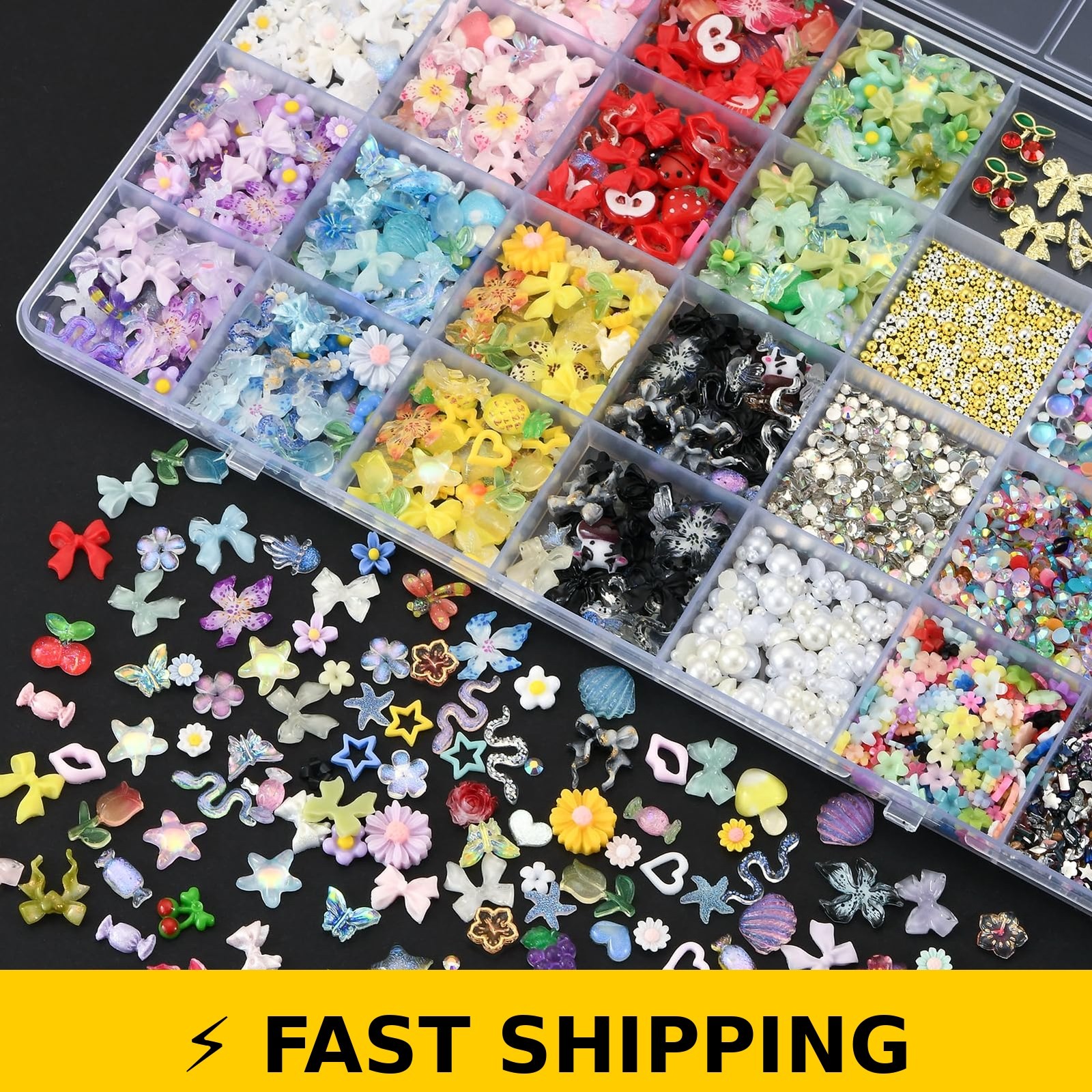 OPMADM 9000 Pcs 3D Nail Charms Design Kit – 110 Styles