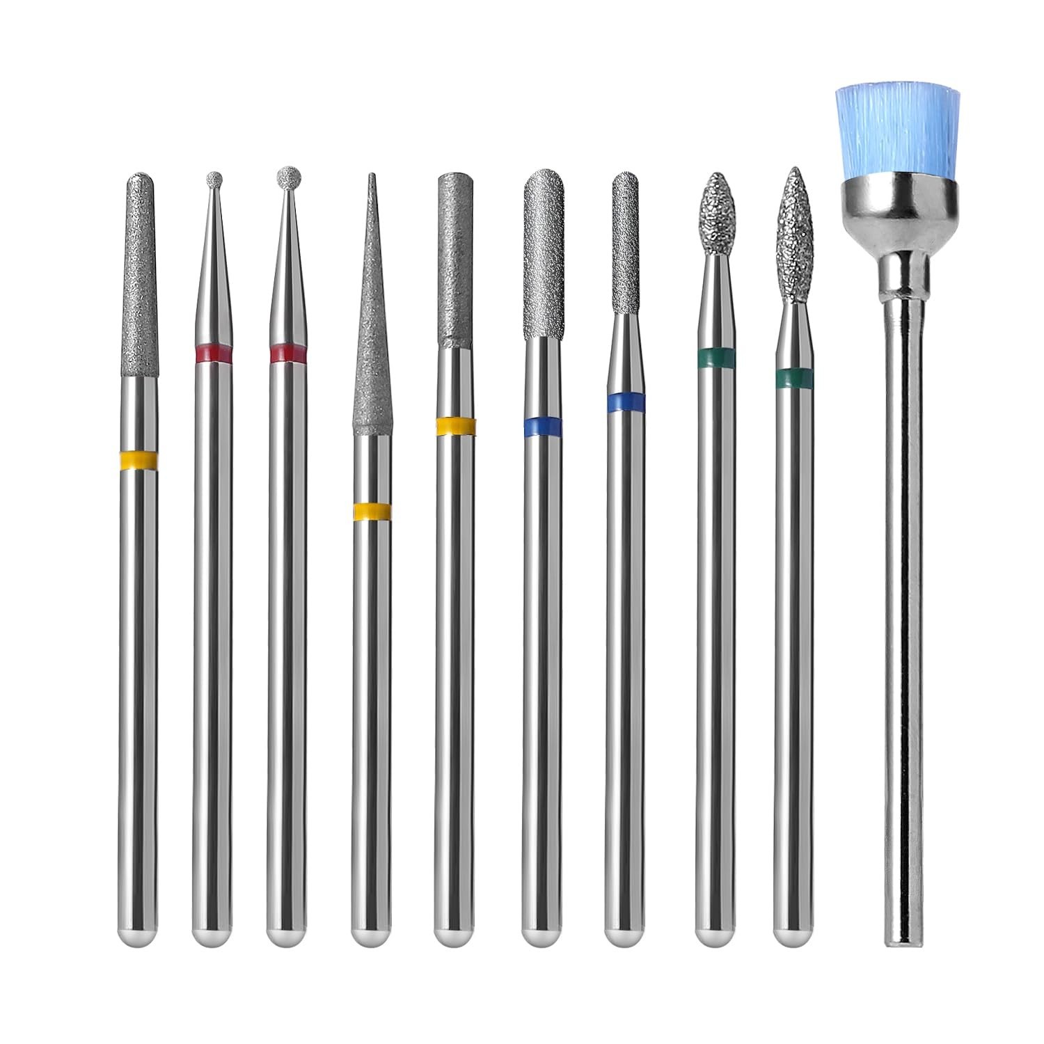 Diamond Nail Drill Bits Set 10Pcs – Safety Cuticle Bit for Beginners, 3/32 In…