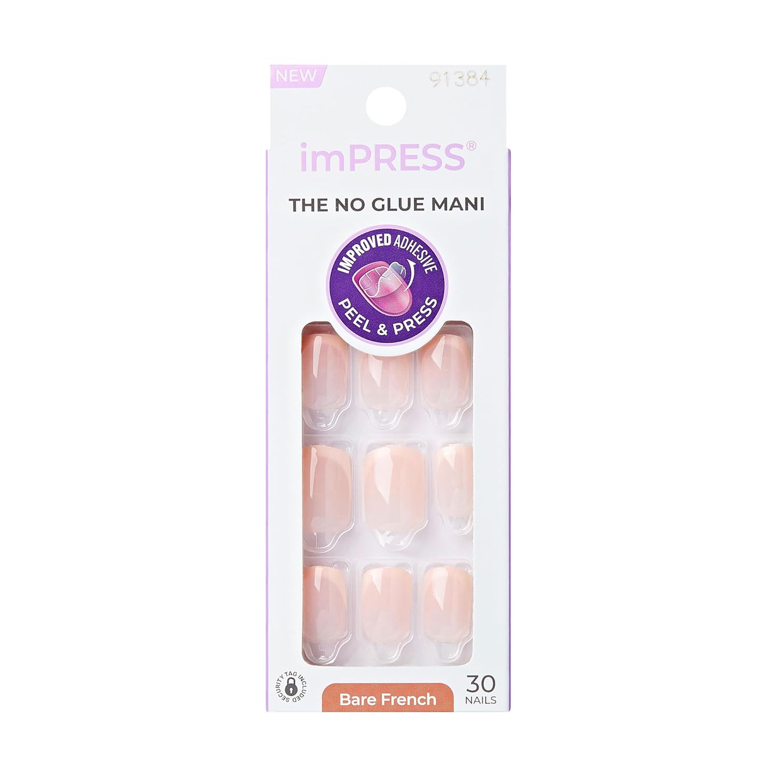 Press On Nails French Manicure Kit No Glue Short Squoval Neutral White 30 Pairs