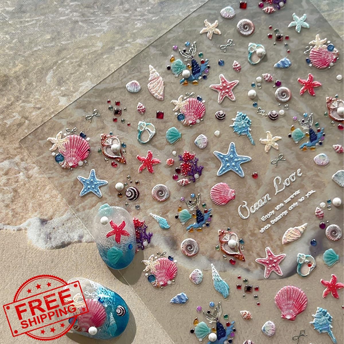 Sutaozhi Summer Beach Nail Stickers 21 Pearl