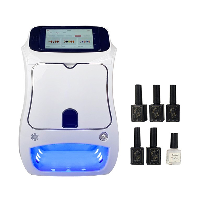 Touch Screen 3D Nail Printer Machine Mobile DIY Nail Art Printer With Gel Dryer