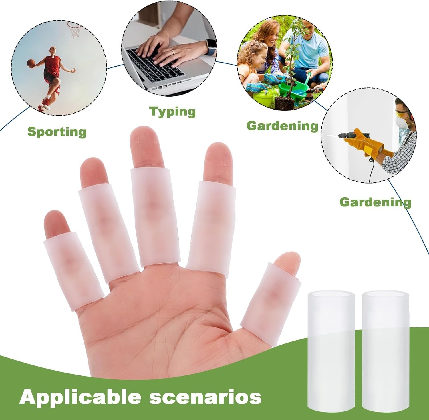30Pcs Gel Finger Sleeve Protectors, Silicone Finger Tubes for Trigger Finger Pai