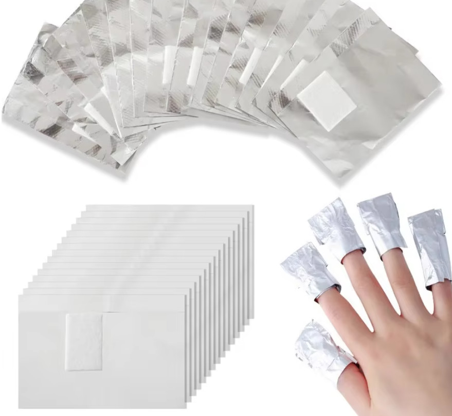 100Pcs Bag Aluminium Foil Nail Art Soak Off Polish Nail Removal Wraps Towel Gel