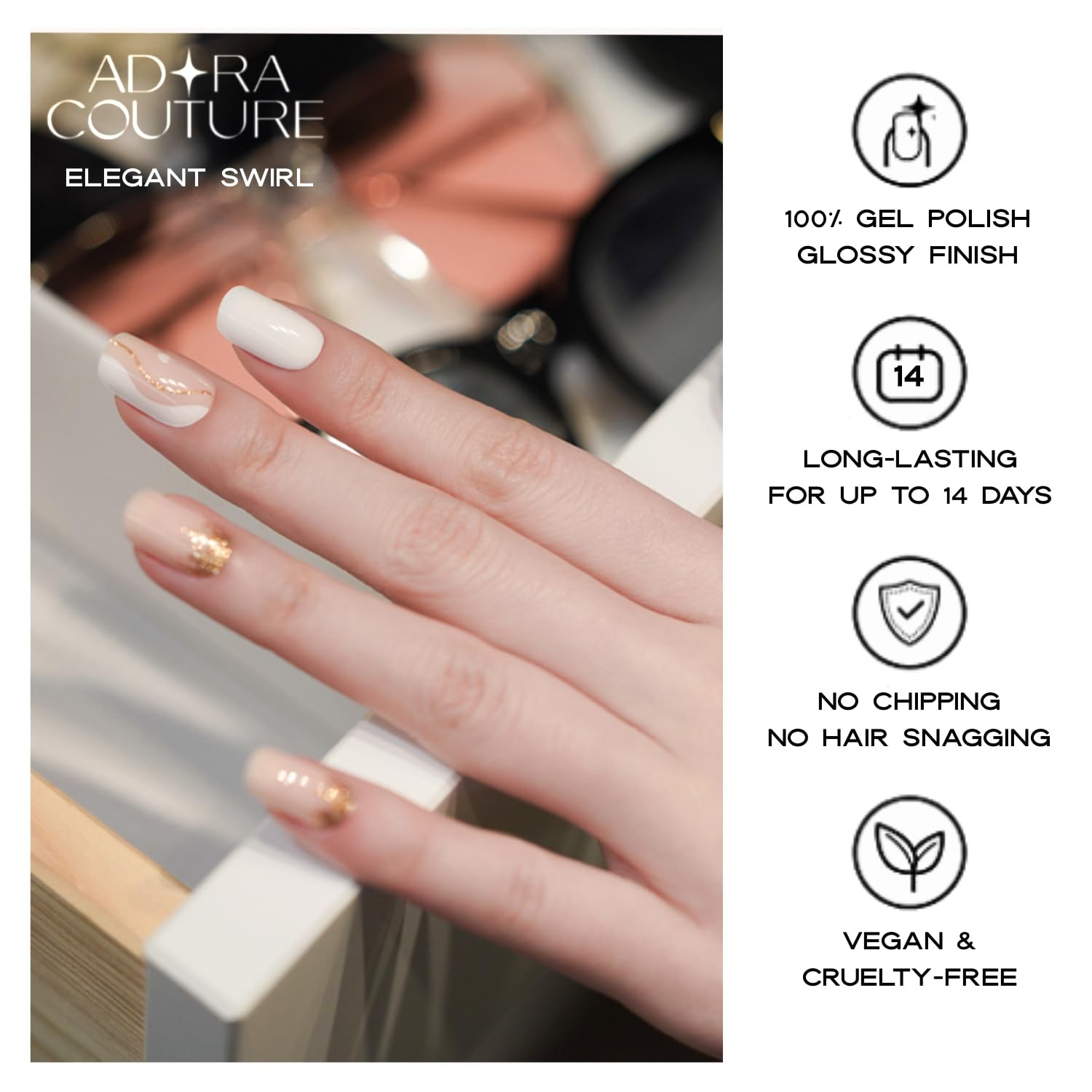 Semi Cured Gel Nail Strips with 30 Pieces – UV Gel Stickers, Manicure Kit, Ea…