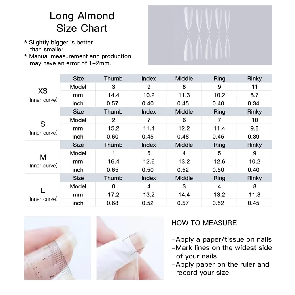 GLORS Luxury Long Almond Press-On Nails, Black/Silver Glitter, 10 Pcs