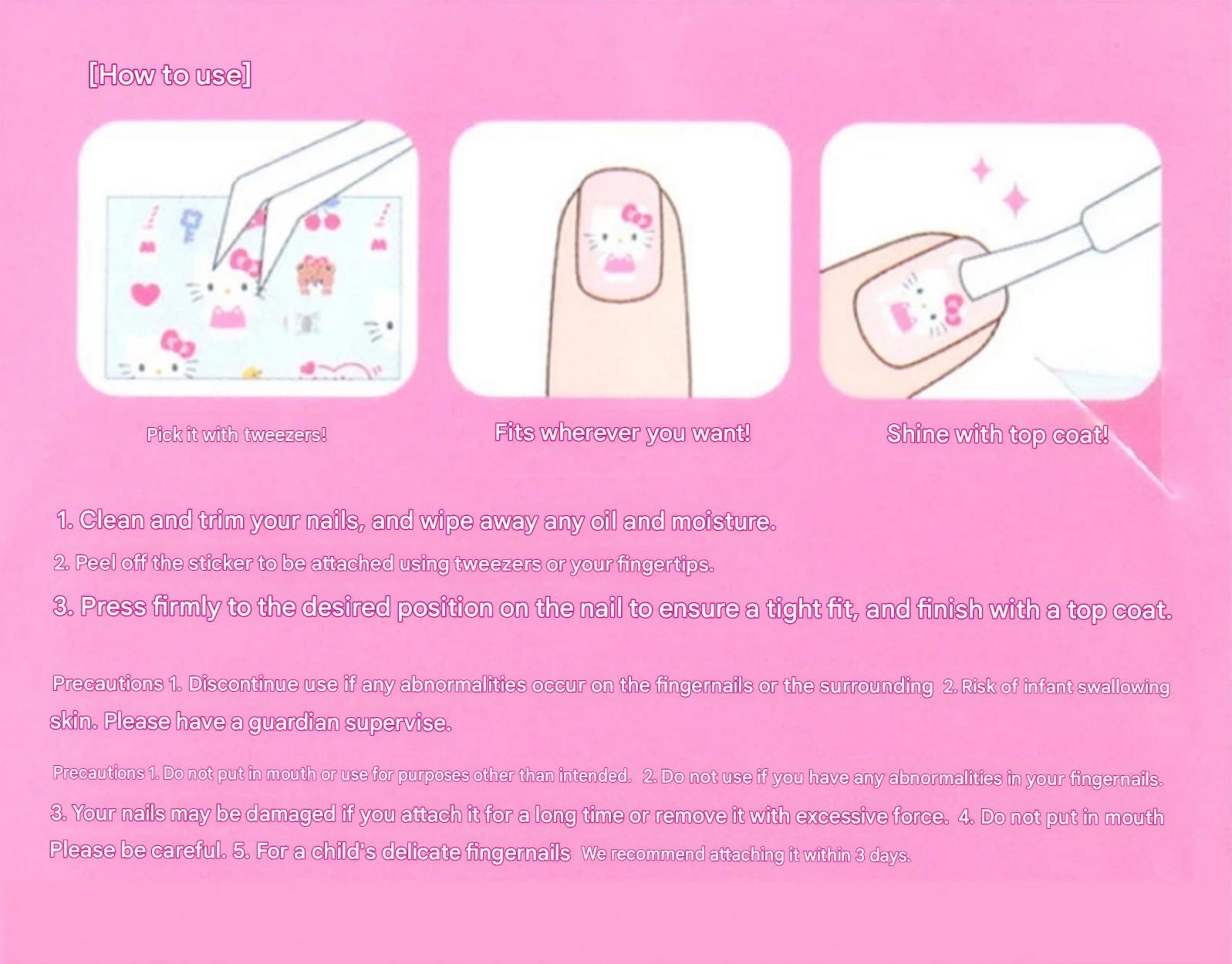 Hello Kitty Mini Nail Decoration Sticker For Nail Art x 2pcs