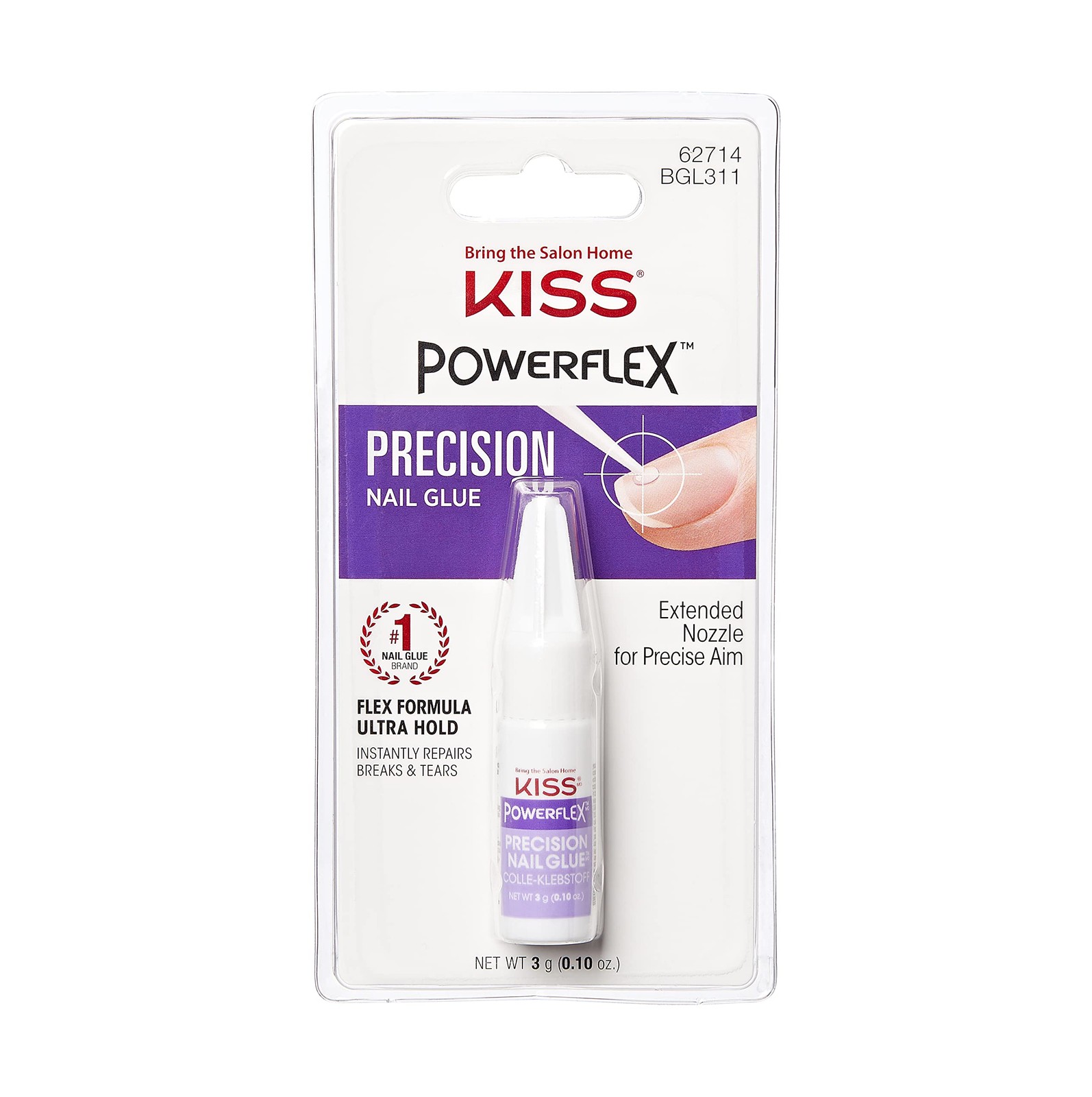 Kiss Powerflex Precision Nail Glue 0.10 Ounce (Pack of 3)