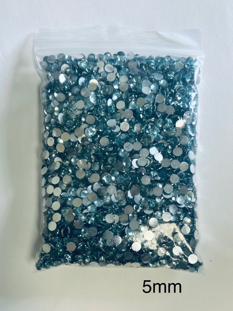 Aquamarine Crystal Rhinestones Flat Back Round Jewelry Crafting Gems Multipack