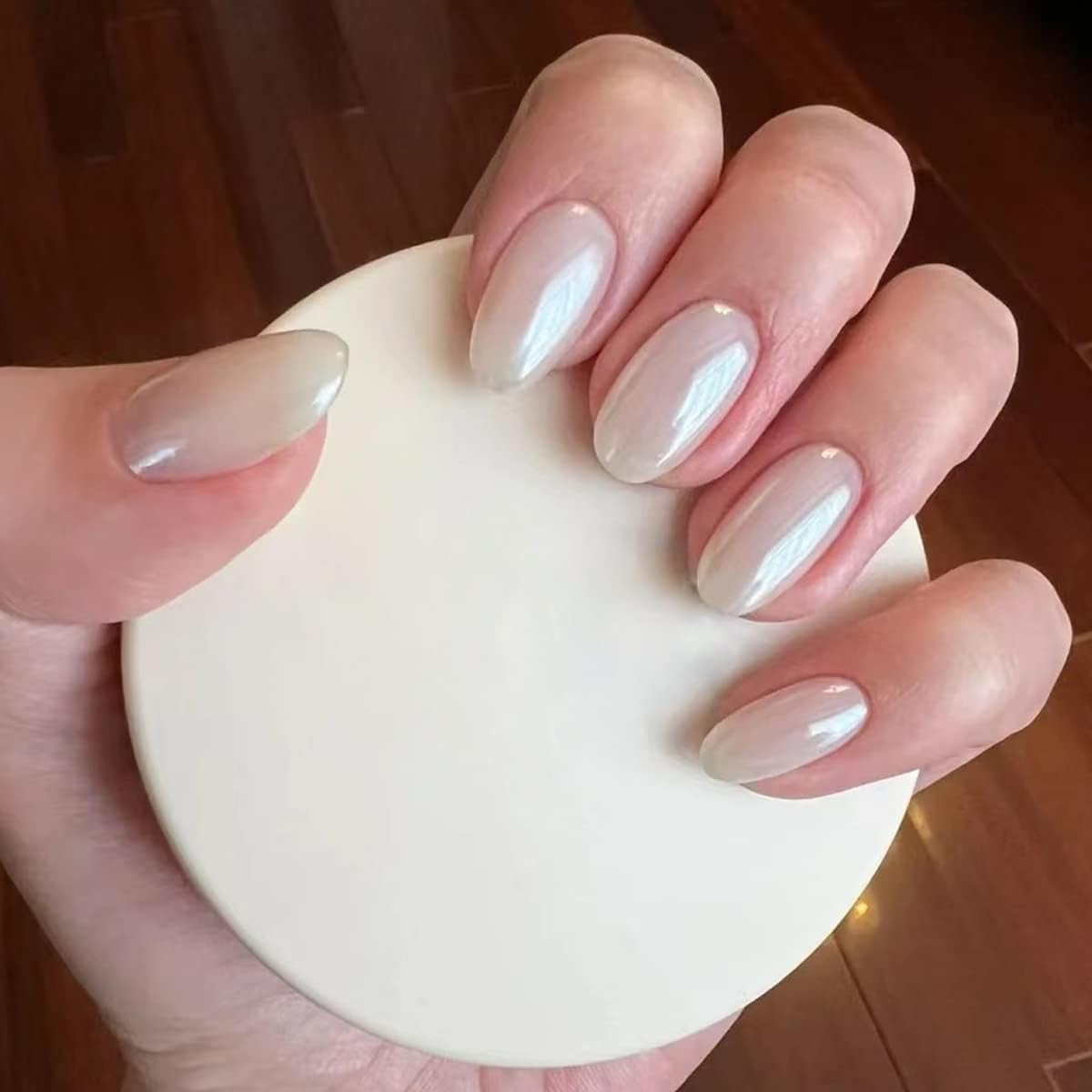 2Pcs Moonlight White Chrome Nail Powder, Aurora Pearl Chrome Nail Powder Magic C