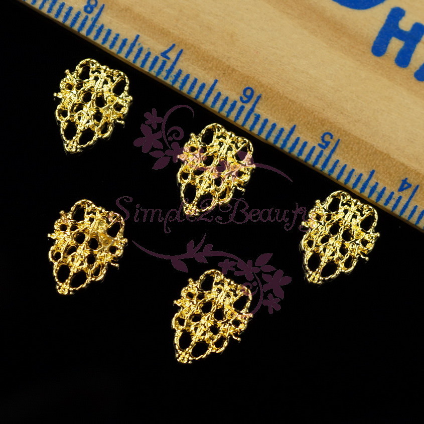 100 Metal Alloy Charms Hollow Out Style Lace Design 3D Acrylic Nail Art Manicure