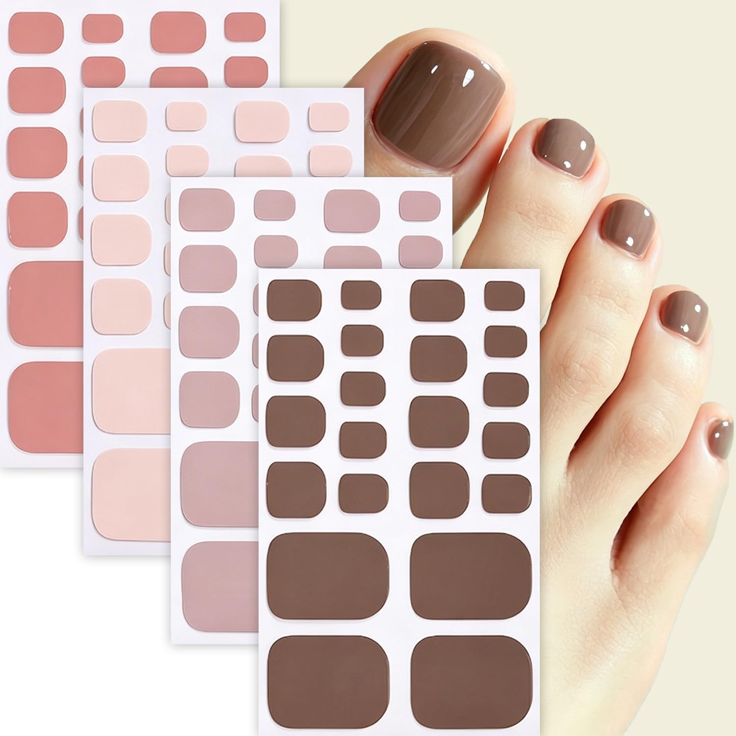 Solid Color Full Nail Wraps Elegant Simple Toe Nail Polish Stickers Nude Pink…