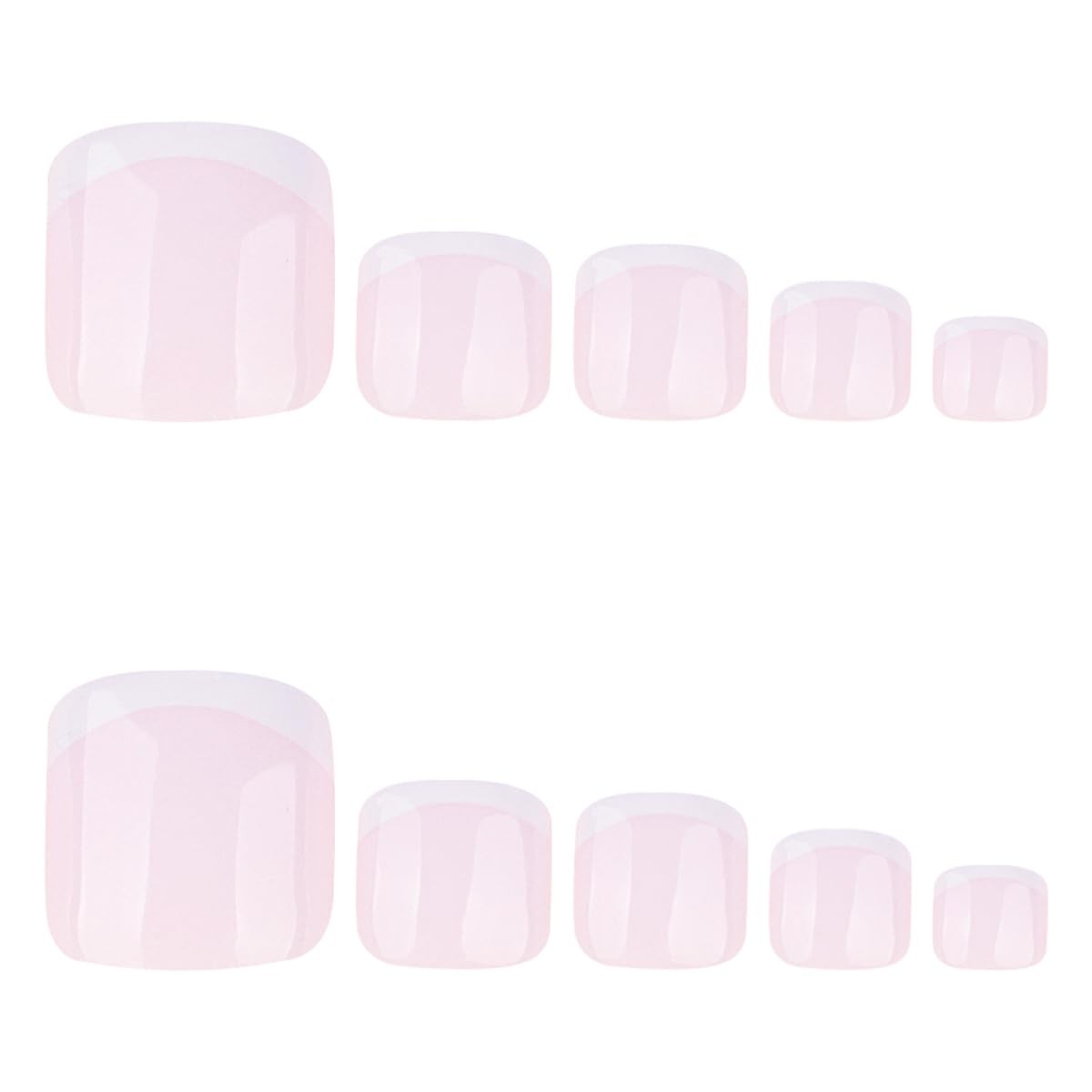 White French Tip Press on Toenails – Milky White Fake Toenails Short False To…