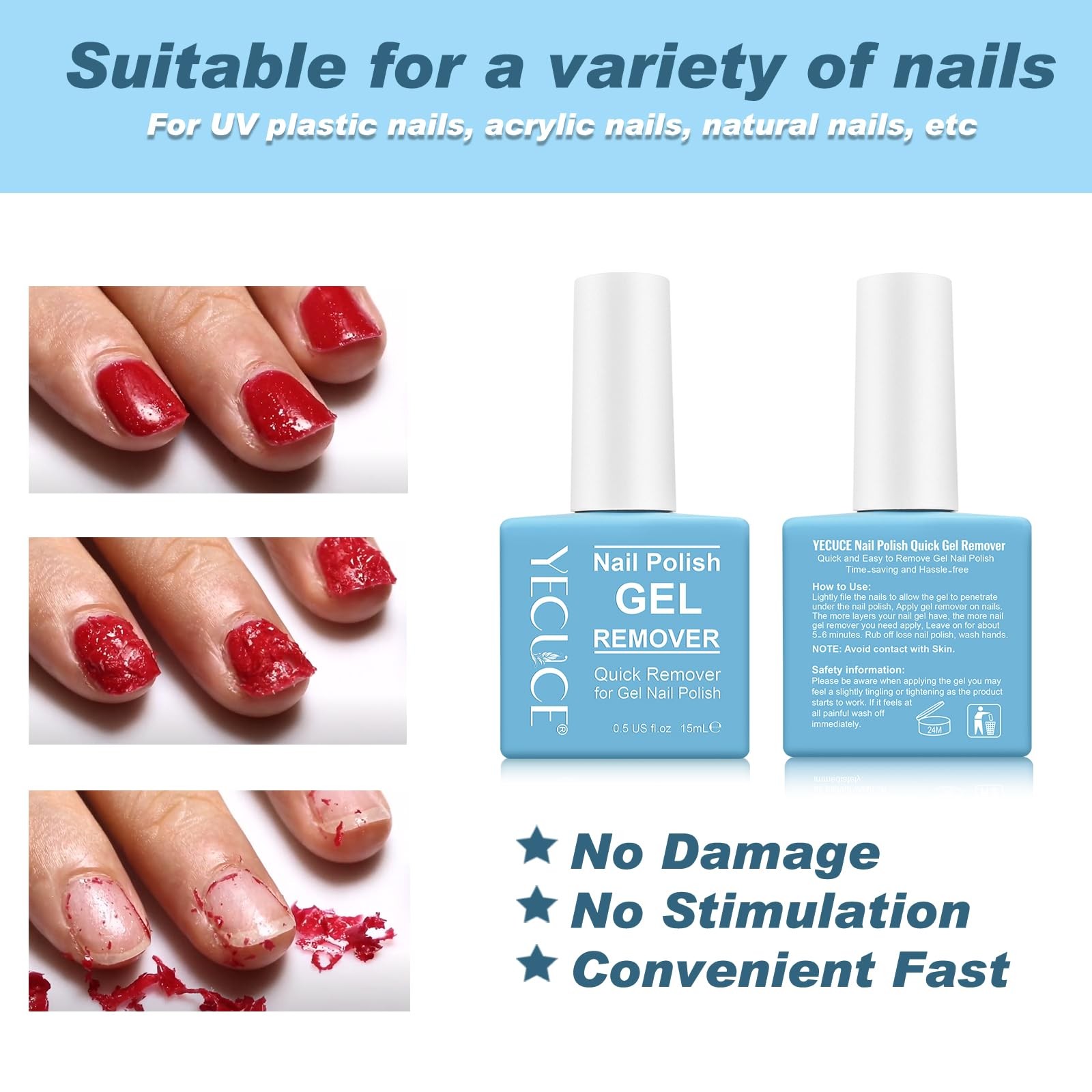 Gel Polish Remover for Nails (3pack), Easy & Quick Soak Off Polish…