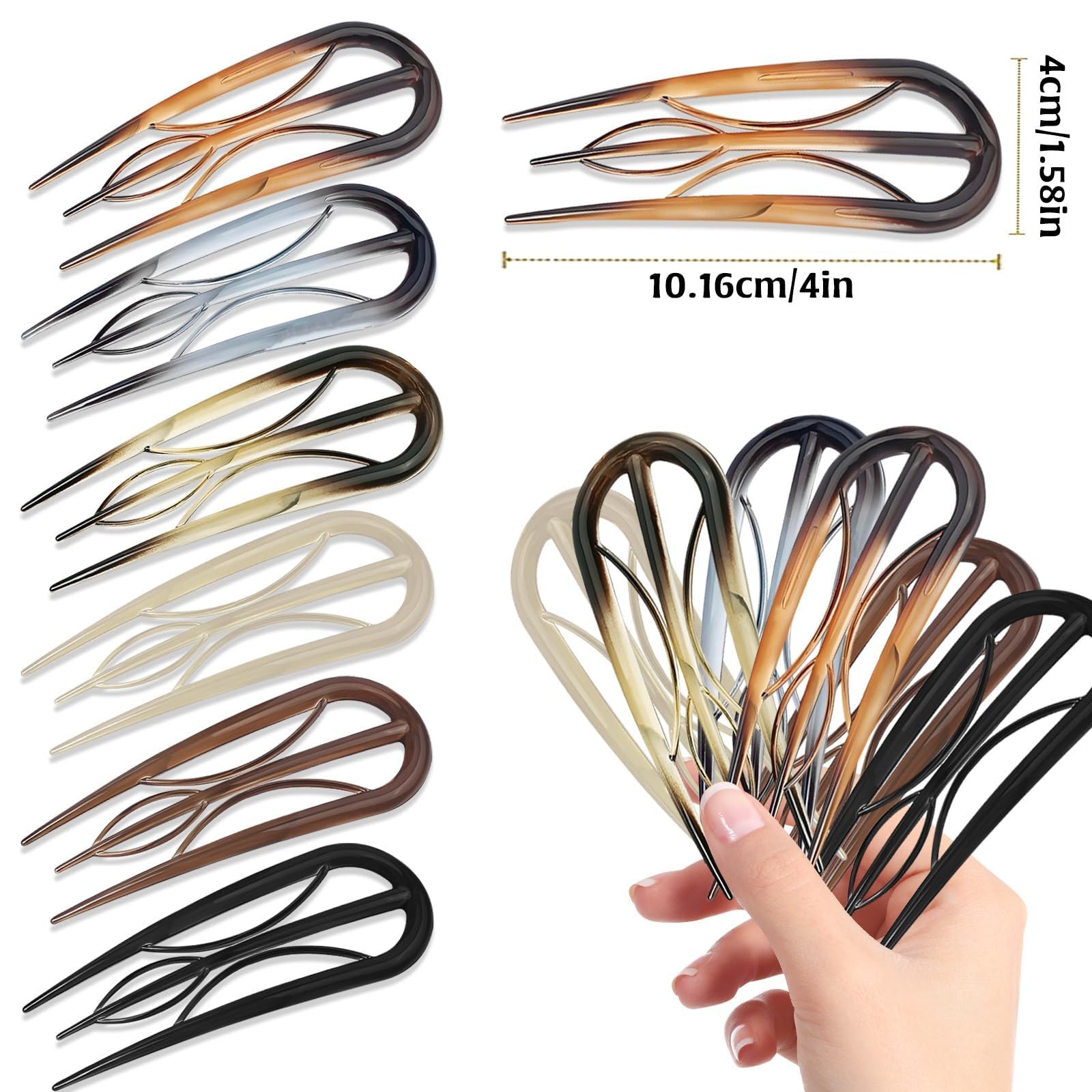 6Pcs French Hair Clips, U Shaped Pin 1 Count (Pack of 6),