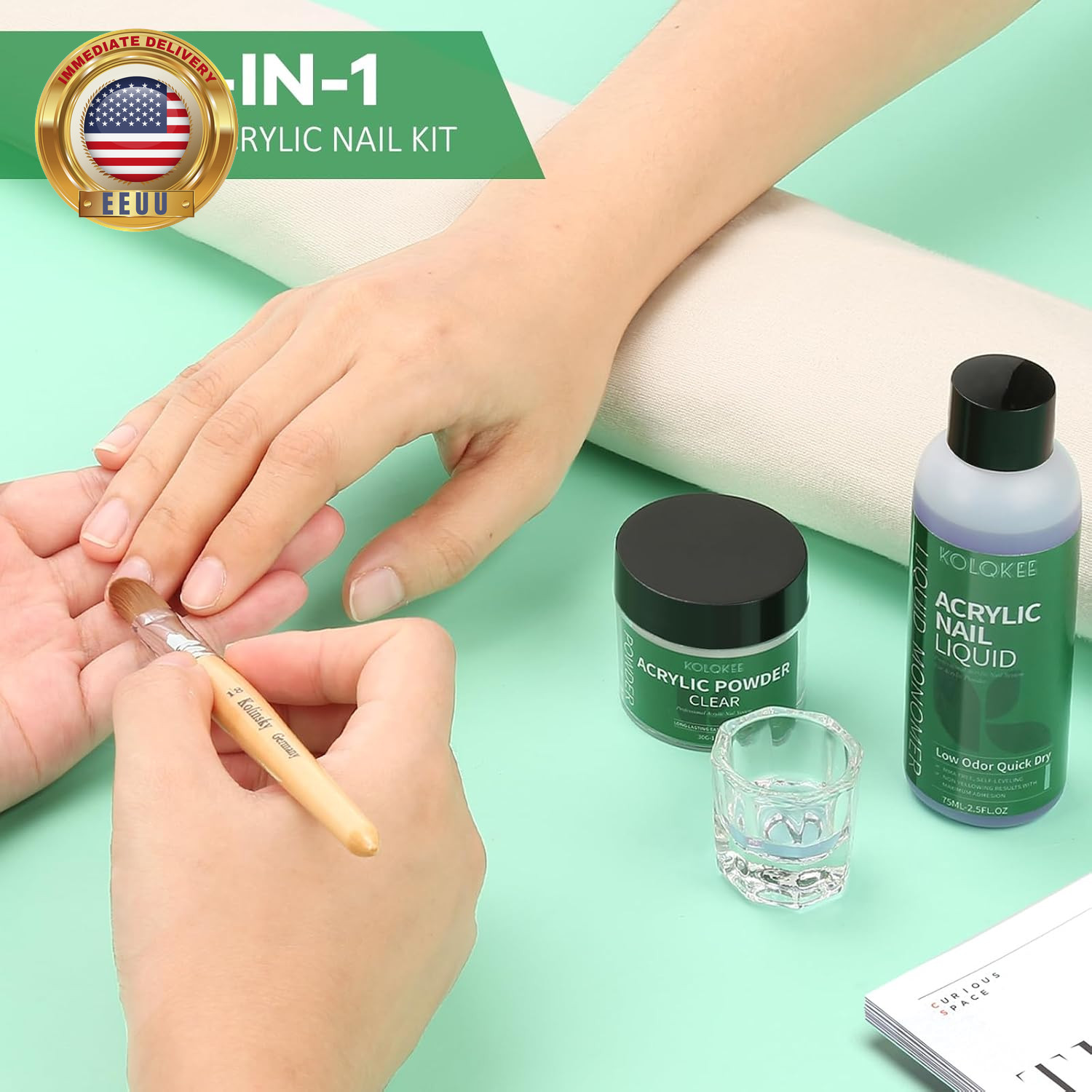 Acrylic Nail Kit Acrylic Powder and Liquid Set with Kolinsky Nail Brush, Lamp (N