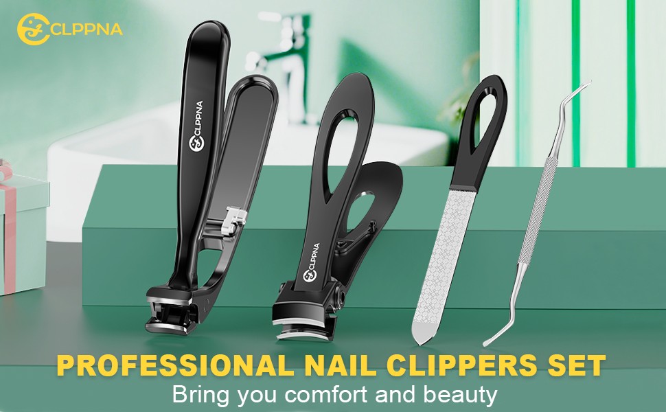 Nail Clippers for Seniors, Wide Jaw Fingernail Clippers and Angled Head