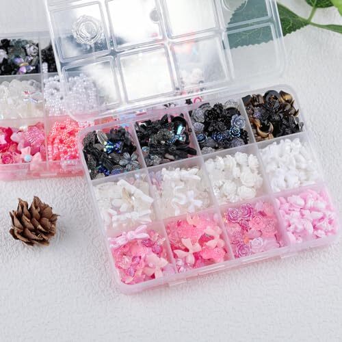 Kikonoke 2050 Pieces 3D Butterfly Rose Flower Bow Rabbit Bear Pink Black White