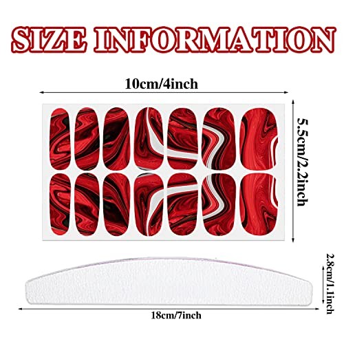 20 Sheets Red Series Marble Nail Wraps Stickers for Women, Pink Gradient Nail