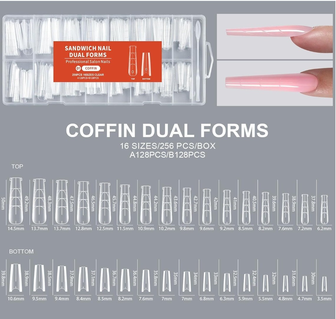 256Pcs Easy Nails Art Forms with Sandwich Design for Paperless