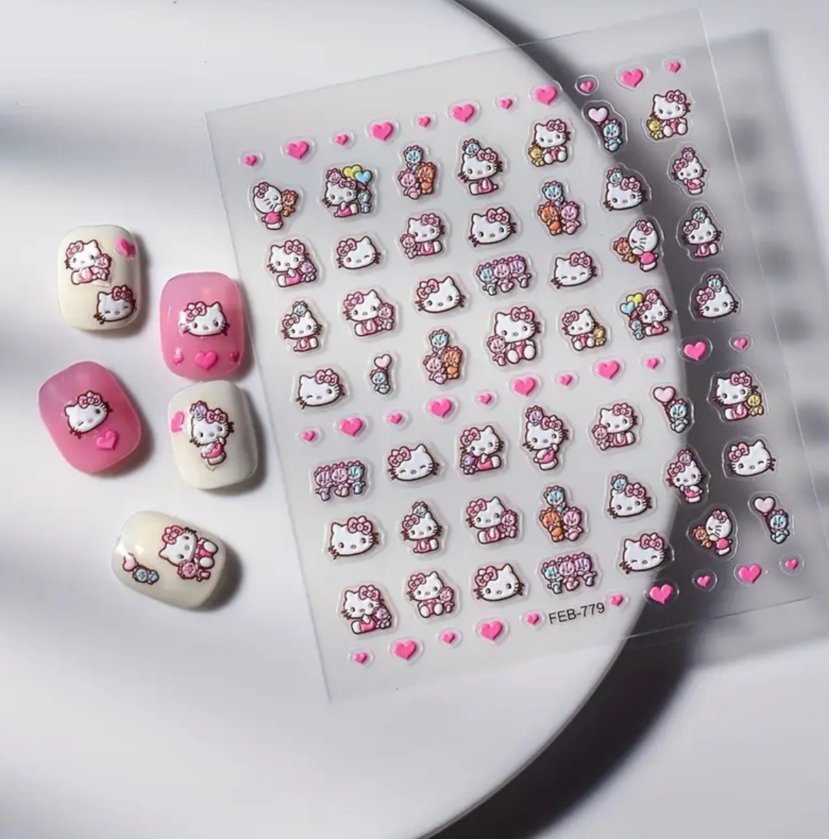 Sanrio Hello Kitty Nail Stickers – Waterproof, Easy to Apply, Matte Finish