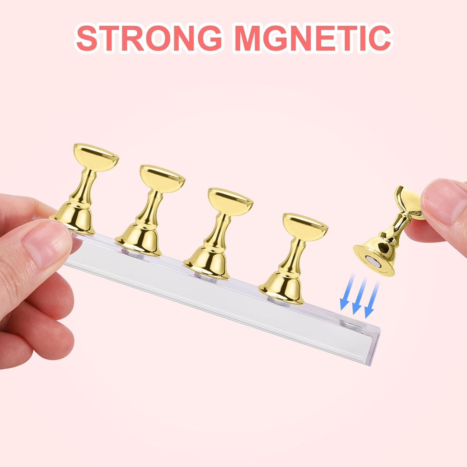 Acrylic Nail Art Display Stand Practice Holder for Painting Fake Tips 5 Magnets
