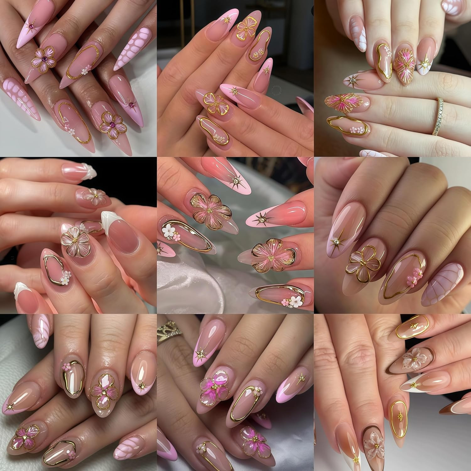 3 Sheets Flower Nail Stickers 5D Embossed Lily Flower Stickers for Nails Hibiscu