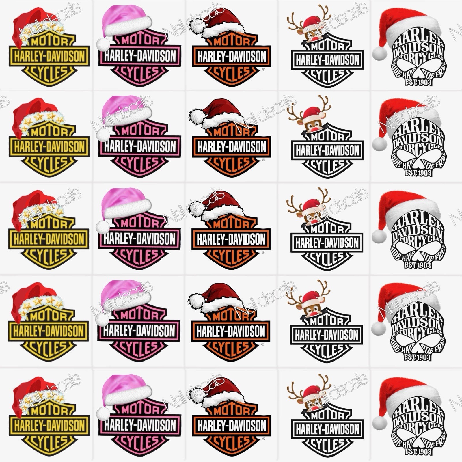 Motorcycle Nail Decals Clear Waterslide Transfer Set of 50 +instructions