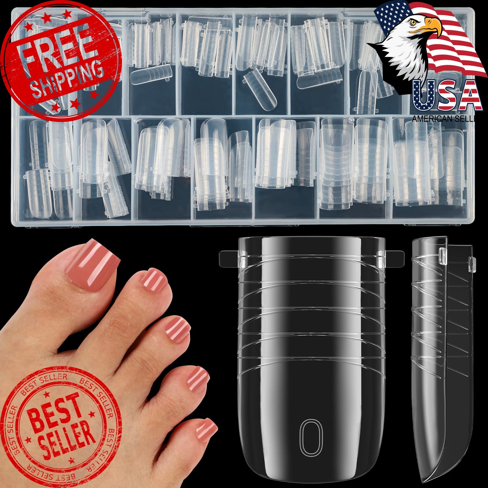 ASONRL 160 Pcs Toe Nail Forms 16 Sizes