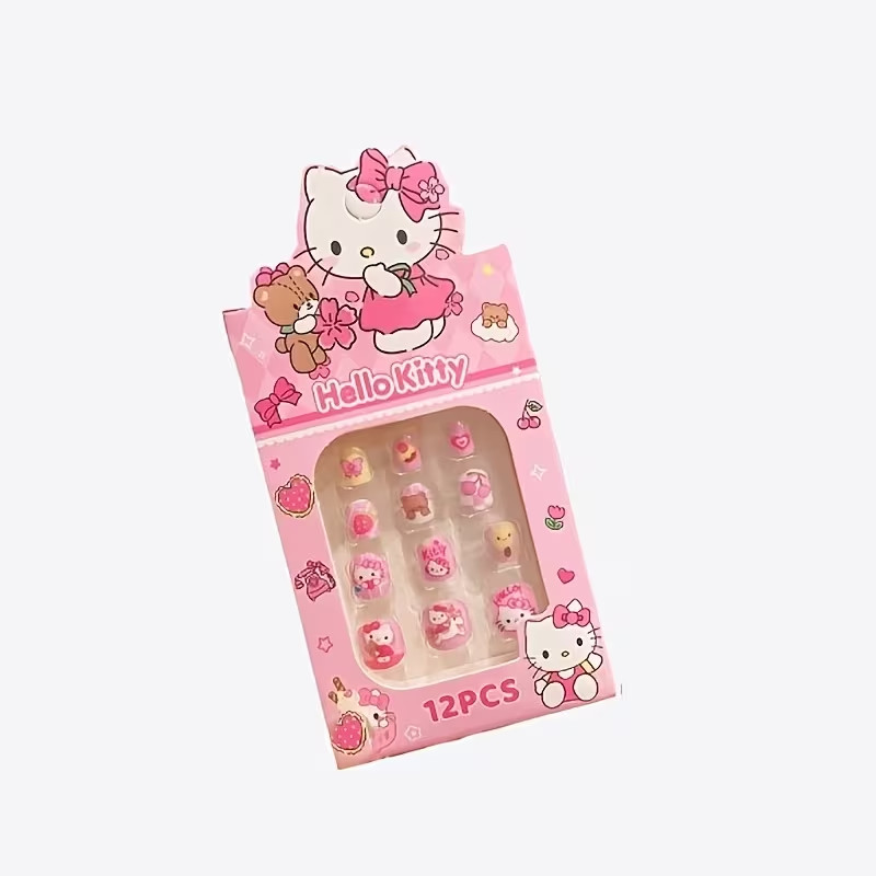 Hello Kitty Kid Girl Nails False Nails Set of 12 Press On Nails New in box
