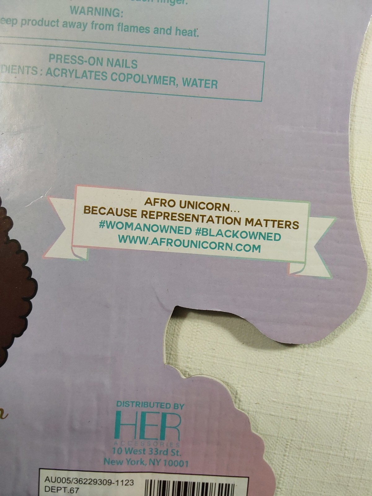 Afro Glitter Unicorn Multicolor Easy to Apply Press On Fake Nails Set 20 Pack