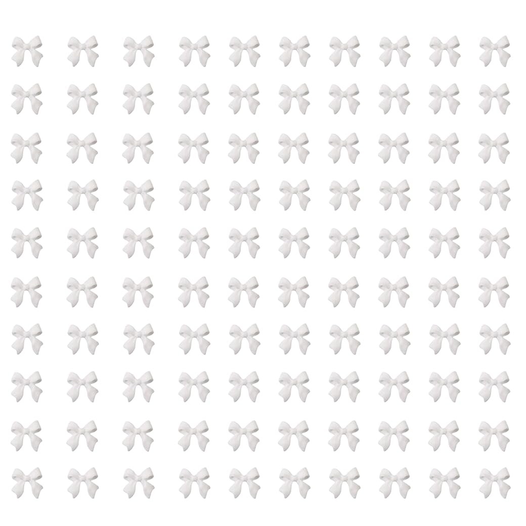 200Pcs Bow Nail Charms for Nails – White Bow-Knot for Nails Design Nail Art S…